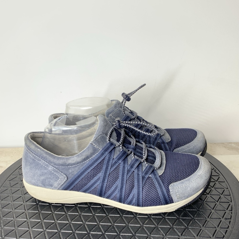 Dansko Sneakers Women 41W Size 10.5 11 WIDE Shoes Blue Suede Mesh Slip On